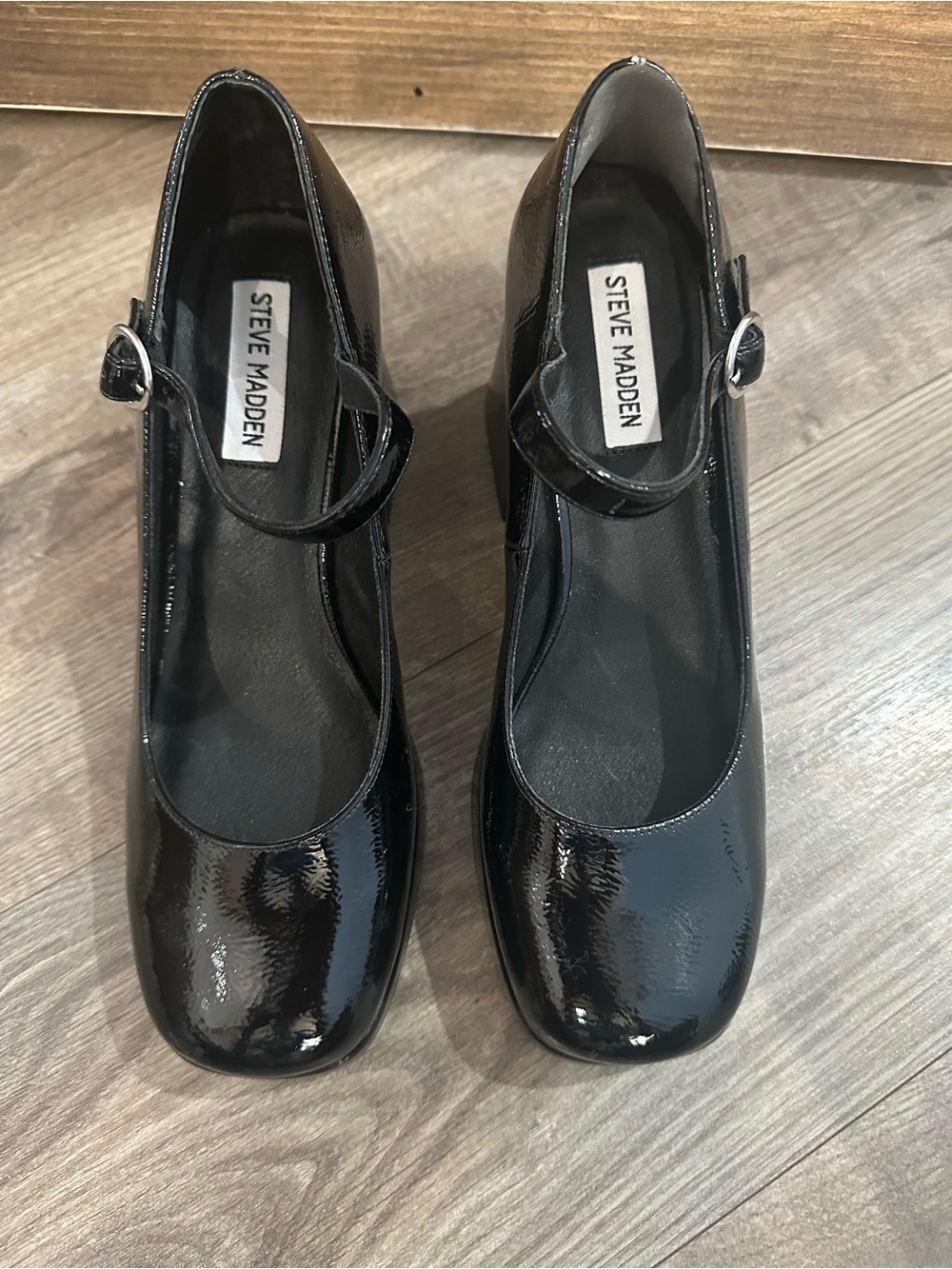 Steve Madden Black Patent Mary Jane Block Heels - Picture 3 of 8